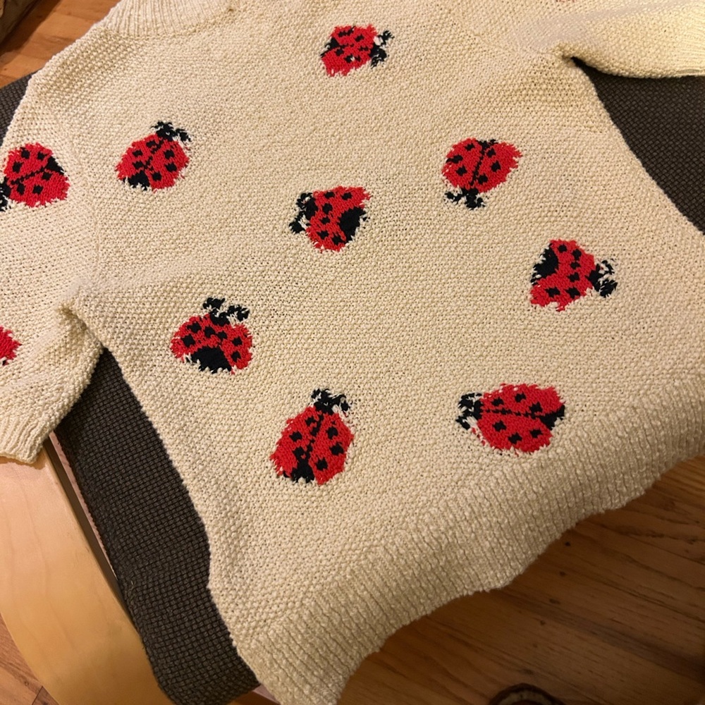 Maeve by Anthropologie Cream Ladybug Turtleneck Sweater XS - Picture 9 of 15